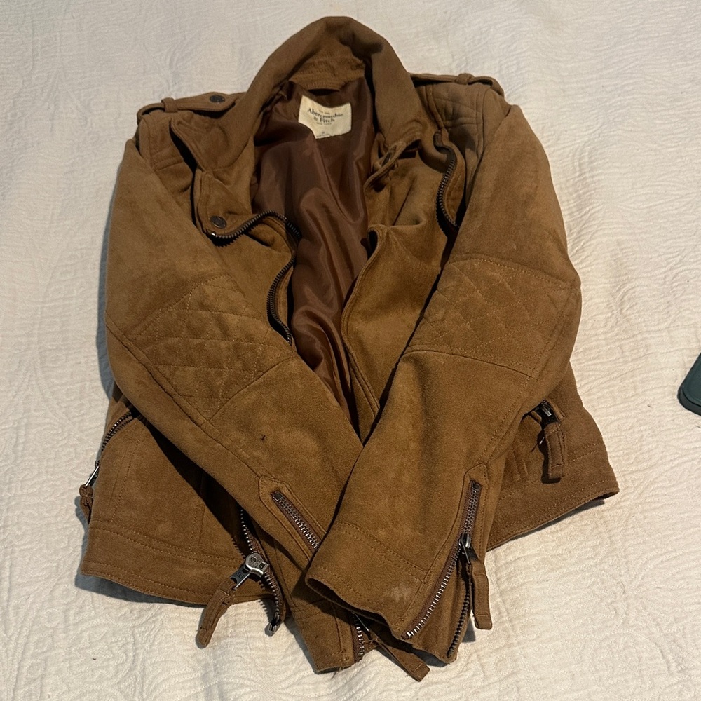 Abercrombie & Fitch Tan Leather Jacket for Women - Picture 3 of 5